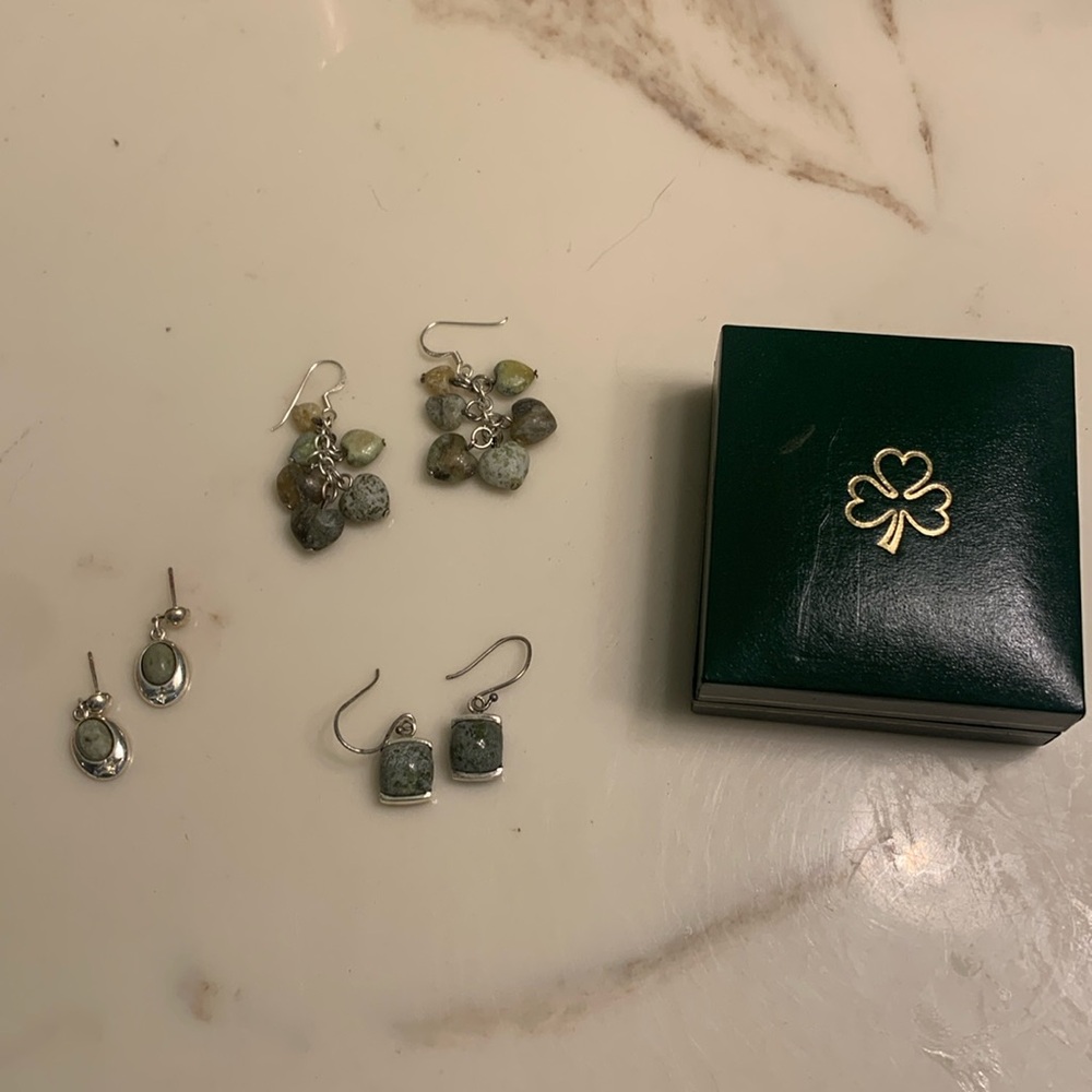 Three sets earrings Connemara marble